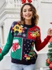 Women's Sweaters Christmas Sweater 2023 Ugly Women Xmas Tree Bell Color Block Loose Pullover Top Jumper Fall Winter Casual 39942