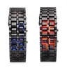 Armbanduhren Mode Sportuhr Herren Quarzuhr Metall Digital Eisen Blau LED Samurai Für Binäre Lava Relogio Masculino