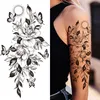 Temporary Tattoos Death Skull Flower Temporary Tattoo For Women Girls Snake Bird Peony Tattoo Sticker Black Fake Blossom Sexy Tatoo Transfer Adult Z0403