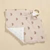 Blankets INS Baby Appease Towel Wooded Ring Teether Soother Square Security Blanket Comfort Burp Cloth Snap Button