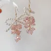 Dangle Earrings 2023 Fashion Bow Drop Transparent Beaded Crystal Pearl Ear Hook Girl Lady Pendant Summer Accessories