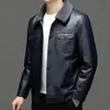 Men's Leather Faux Winter Coat Lapel Detachable Lamb Fur Collar Jacket Leisure Warm down 231102