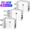 18W PD USB-C QC3.0 TYPE C Charger Fast Charging Wall Actrgers EU UK US PLACK FOR IPHONE 13 12 14 15 XIAOMI SAMSUNG B1