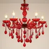 Kronleuchter OUFULA Kristallpendelleuchte im europäischen Stil, rote Kerze, luxuriöses Wohnzimmer, Restaurant, Schlafzimmer, Villaex-Gebäude-Kronleuchter