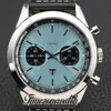 New Top Time Quartz Chronograph Mens Watch AB01764A1C1X1 Steel Case Ice Blue Dial Stick Markers Black Leather Strap Stopwatch 46mm Watches Timezonewatch Z12b