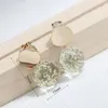 Dos Boucles D'oreilles IDESTINY Pas Percé Clip Sur Pour Les Femmes De Mode Fleur Séchée Verre Conception Or Couleur De Noce Accessoires Cadeau