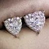 Fashion Micro Pave Heart Shape Rhinestone Stud Earrings Bling CZ Stone Ear For Women Jewelry