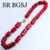 Choker 6mm 10-12mm kvinnor smycken brud present mode chokers krage röd orange korall halsband 18 tum