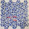 Carreaux de mosaïque en céramique hexagonale bleue de chine, 11 feuilles, fabrication de mosaïque artistique pour loisirs créatifs, carrelage de décoration murale et de sol pour la maison