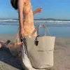 Designer de moda jardim plantio comemorativo bege lona saco logotipo pingente saco de praia à prova dwaterproof água carta impressa saco de transporte saco de armazenamento em casa saco de compras