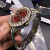 Toppkvalitetsherrens armbandsur Bi-Golden rostfritt stål Diamond Watch Red Face Automated Business Watches