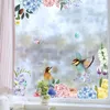 Wall Stickers Ink flower and bird animal wallpaper Living room wallpaper Removable sticker 230403