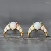 Studörhängen minimalistisk liten halvmåne kristallmåne vit opal för kvinnliga kvinnliga smycken grossist droppe