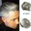 Toupets pour hommes, peau Ultra fine, Base en Pu, boucle en V, prothèse de cheveux gris, postiche complète, remplacement de cheveux, brun cendré