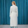 Women's Trench Coats 38m/m Silk Jacquard White Suit Collar Long Sleeve One Button Office Ladies Coat FE70 Windbreaker Women