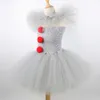 Cosplay Gris Clown Tutu Robe pour Filles Carnaval Halloween Costume pour Enfants Fille Joker Cosplay Tulle Outfit Enfants Fête Effrayant Vêtements 230403