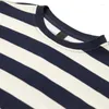 Polo da uomo 2023 Estate giapponese Casual 260g T-shirt pesante Blu e bianco a righe Cuciture All-match a maniche corte
