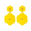 Stud Earrings Korean Fashion Big Flower Drop For Women Wedding Vintage Long Colorful Double Layer Enamel Floral Post Earring Jewelry