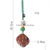 Decorative Objects Figurines Red Sandalwood Dice Keychain Handcarved Wooden Sieve Bag Chain Accessories Handicr Dhmzk