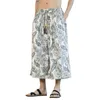 Men's Shorts Summer Thailand Tourism Hawaii Ice Silk Beach Flower Pants Trendy Wide Leg Capris Foam House Casual Tie