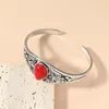 Pulseira antiga colorida prata folhas vermelhas azul natural pulseira de pedra natural para mulheres simples jóias de mulher de luxo boêmia aberta
