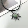 Hänge halsband mode sol blomma natursten kristall halsband för kvinnor runda damer smycken födelsedag present kvarts reiki energi