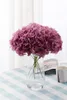 Flores decorativas 10pcs Mauve Hydrangea Artificial Silk Cabeças grandes com hastes para decoração de casamento Centerpieces