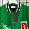 Nakış Beyzbol Ceketleri Erkek Kadın Büyük Boy Sokak Giyim 1 Vintage Sıradan Deri Kılıf Açık Katlar Yeşil Siyah