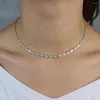 سلاسل 2023 حساسة ollarbone CZ قلادة فضية اللون مشاركة الزفاف هدية التنس سلسلة chocker المجوهرات chocker