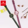 Armbandsur Lady Women's Watch Japan Quartz Elegant Cutting Fashion Simple Hours Armband Real Leather Clock Girl's Birthday Present