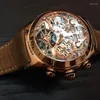 Montres-bracelets Reef Tiger/RT Hommes Sport Montre Mécanique Automatique Squelette Acier Étanche Tourbillon Reloj Hombre