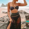 Dames zwemkleding pure mesh bikini bedek op 2023 hoge taille zwempak transparant strandkleding plus size zomer rok kanten rokwom