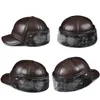 Ball Caps Winter Męska czapka zagęszcza skórzana baseball ze skóry z uszami ciepłe snapback Hats taty Sombrero de Cuero del Hombre