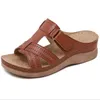 Slippers Summer Women Wedge Sandals Sandals Premium Orthopedic Open Toe Sandals Винтажные анти-скользкие кожа повседневная женская платформа ретро обувь 230403