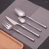 Dinnerware Sets Silver Matte Tableware Set Flatware Cutlery Stainless Steel 304 Utensils Kitchen Include Knife Fork Spoon Teaspoon