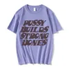 Mens Tshirts Pussy Builds Strong Bones Rapper Playboi Carti T Shirt Vintage Hiphop Overized Short Sleeve Cotton Casual Tees 230403