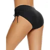 Shorts femininos S-2XL 7 cores cordão ajustável ruched elástico praia rapidamente seco mulheres verão bikini natação troncos calças de banho