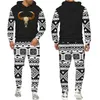 Men's Tracksuits Vintage 3D Cow Print Hoodie/Suit Ethnic Tribal Pullover Sweatshirts Pants Tracksuit Set Harajuku Casual Streetwear Clothes