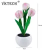 Veilleuses LED Tulipe Veilleuses USB Charge Fleurs Atmosphère Lampe Pot De Fleurs En Pot Dimmable Économie D'énergie pour La Décoration De La Maison Fournitures P230331