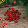 Flores decorativas 100-300 pçs artificial holly berry enfeites de natal cereja carimbo mini bagas falsas diy ano festa natal guirlanda