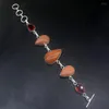 Link-Armbänder Hermosa Schmuck Natürlicher Ozean-Jaspis Roter Granat Silberfarbene Charms Kettenglieder für Frauen 19 cm 20234910