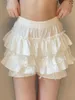 Shorts pour femmes Femmes Y2K Volants Floral Dentelle Mini Jupe Plissée Taille Basse A-ligne Jupes Courtes Sheer Vintage Harajuku Streetwear