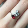 Cluster Ringe Großer Verkauf Klassischer natürlicher roter Granat Edelstein Wassertropfen Ring Frauen Silber Schmuck Geburtstagsgeschenk Wein Weihnachten