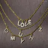 Catene Collane iniziali per donna Ciondolo con lettera A-Z Catena per ragazze Chic in acciaio inossidabile Colore oro Collana con nome di gioielli Goccia