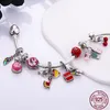 925 серебро Fit Pandora оригинальные подвески DIY кулон женские браслеты бусины Lucky Red DIY бусины подвески Plata De Ley Love Heart