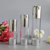 Perfume Bottle Gold 15ml 30ml 50ml Airless Pump with Clear Body By Self Empty Reusable Refillable Diy Skin Care Creations 10pcs lot 231102