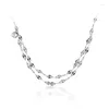 Hangers Trustdavis 925 Sterling Zilver Trend Pailletten Dubbellaags Ketting CZ Korte Sleutelbeen Ketting Voor Vrouwen Bruiloft Sieraden DA962