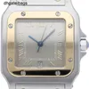 Relógio Carttis de luxo Ct Swiss Made Relógios Mecânicos Automáticos Auth Santos Galbee Lm W20030c4 Quartz 18k Yg Ss Case W29xh40mm Fs