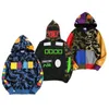 Mens Hoodies Camouflage design red yellow blue splicing fleece sweater Plus size 3XL zipper sweater Lovers Sweatshirts Designer Fashion Mjvb