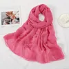 Vêtements ethniques Plaine Broder Floral Hijab Viscose Châle Écharpe De Bandana Imprimer Foulards En Coton Et Wrap Doux Foulard Musulman